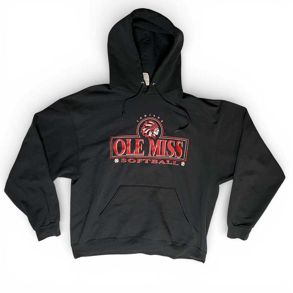 Ole Miss Softball Hoodie XL Black Jerzees Super Sweats